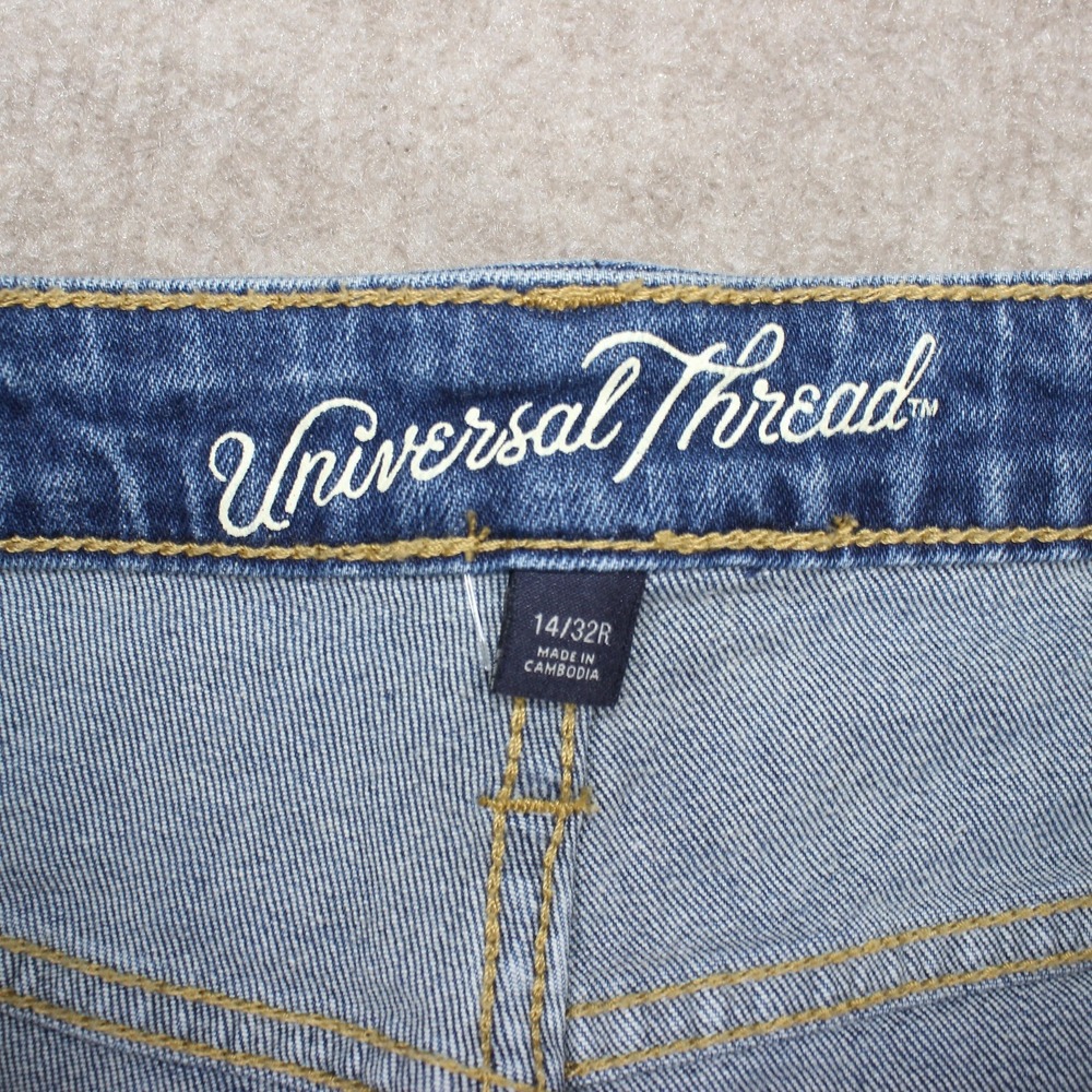 Universal‎ Thread High Rise Kick Boot Crop Patchwork Jeans Blue 14/32R - Picture 5 of 7